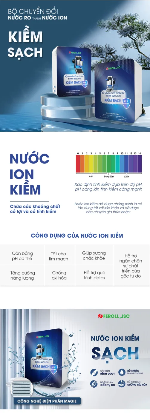 Bộ chuyển đổi nước RO thành nước Ion Kiềm Sạch Feroli.,jsc - ảnh 6