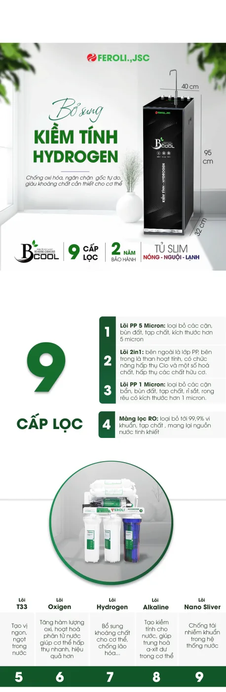 Máy lọc nước RO nóng, lạnh, kiềm, tinh khiết Feroli.,jsc Bcool - ảnh 6