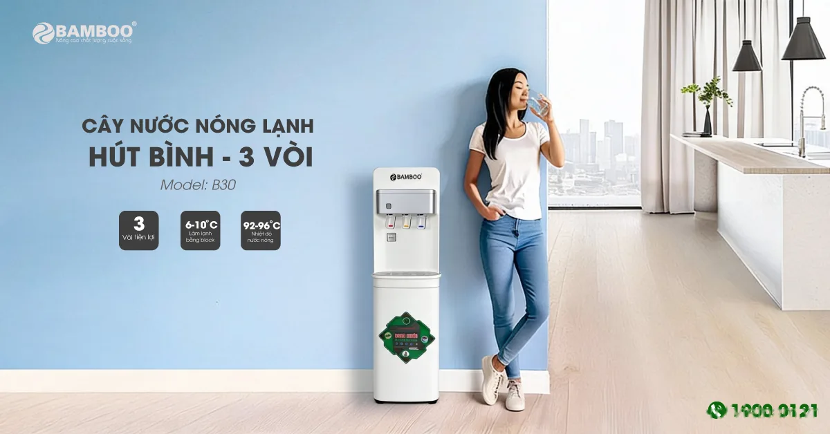Cây nóng lạnh 3 vòi hút bình Bamboo - ảnh 2
