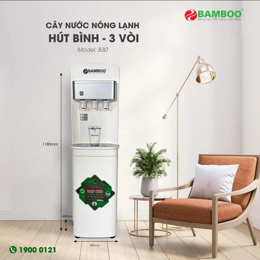 Cây nóng lạnh 3 vòi hút bình Bamboo - ảnh 6