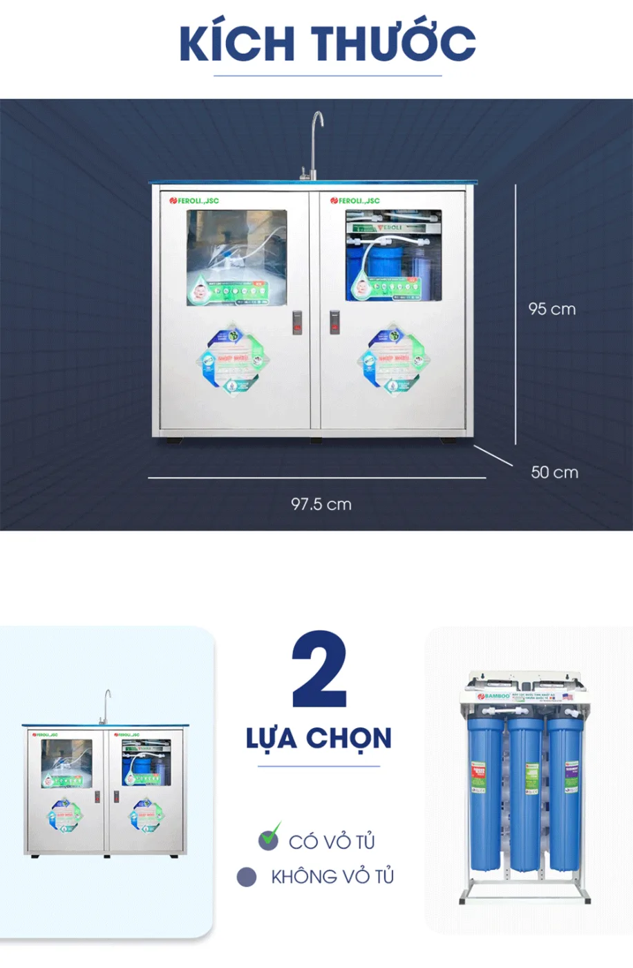 Máy lọc nước RO bán công nghiệp 50L/H - có vỏ tủ - ảnh 3