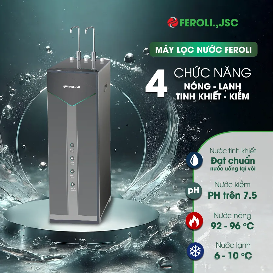 Máy lọc nước RO Feroli.,jsc 4 chế độ nóng - lạnh - kiềm - tinh khiết
