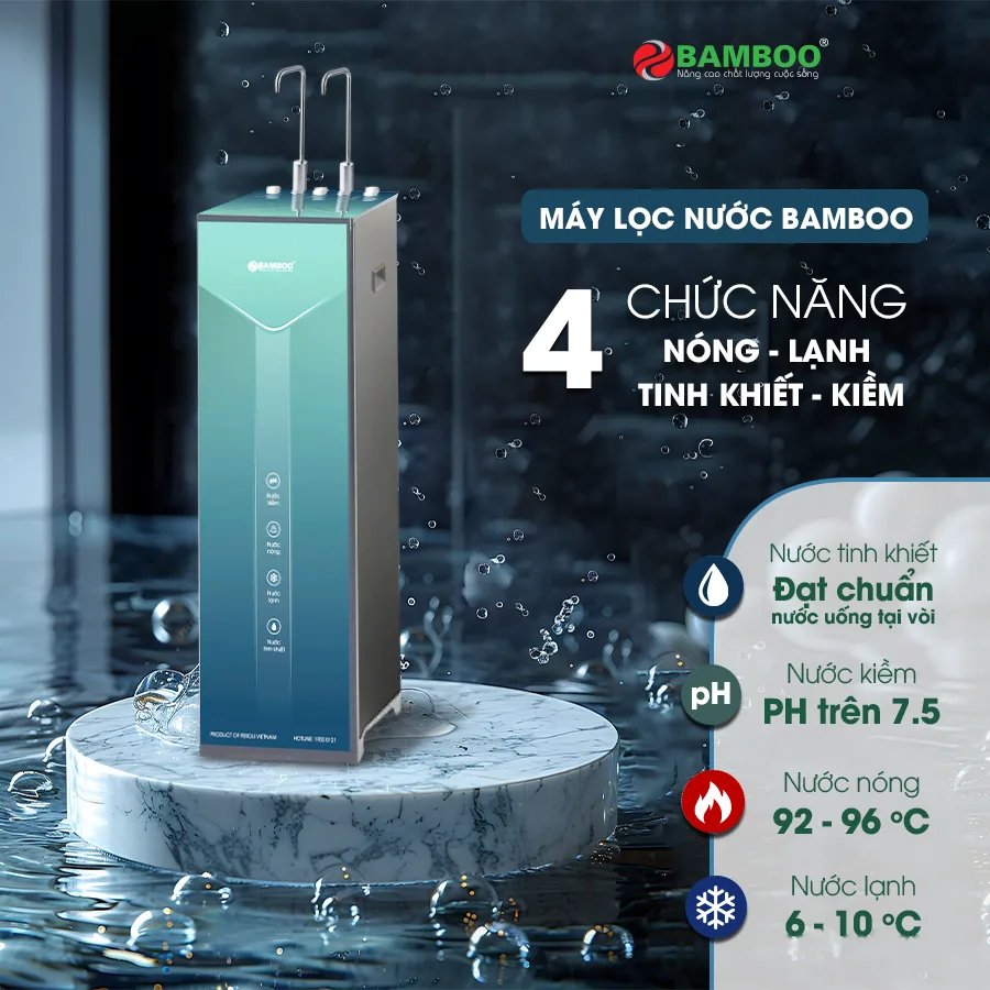 Máy lọc nước RO Bamboo 4 chế độ Nóng-Lạnh-Kiềm-Tinh khiết