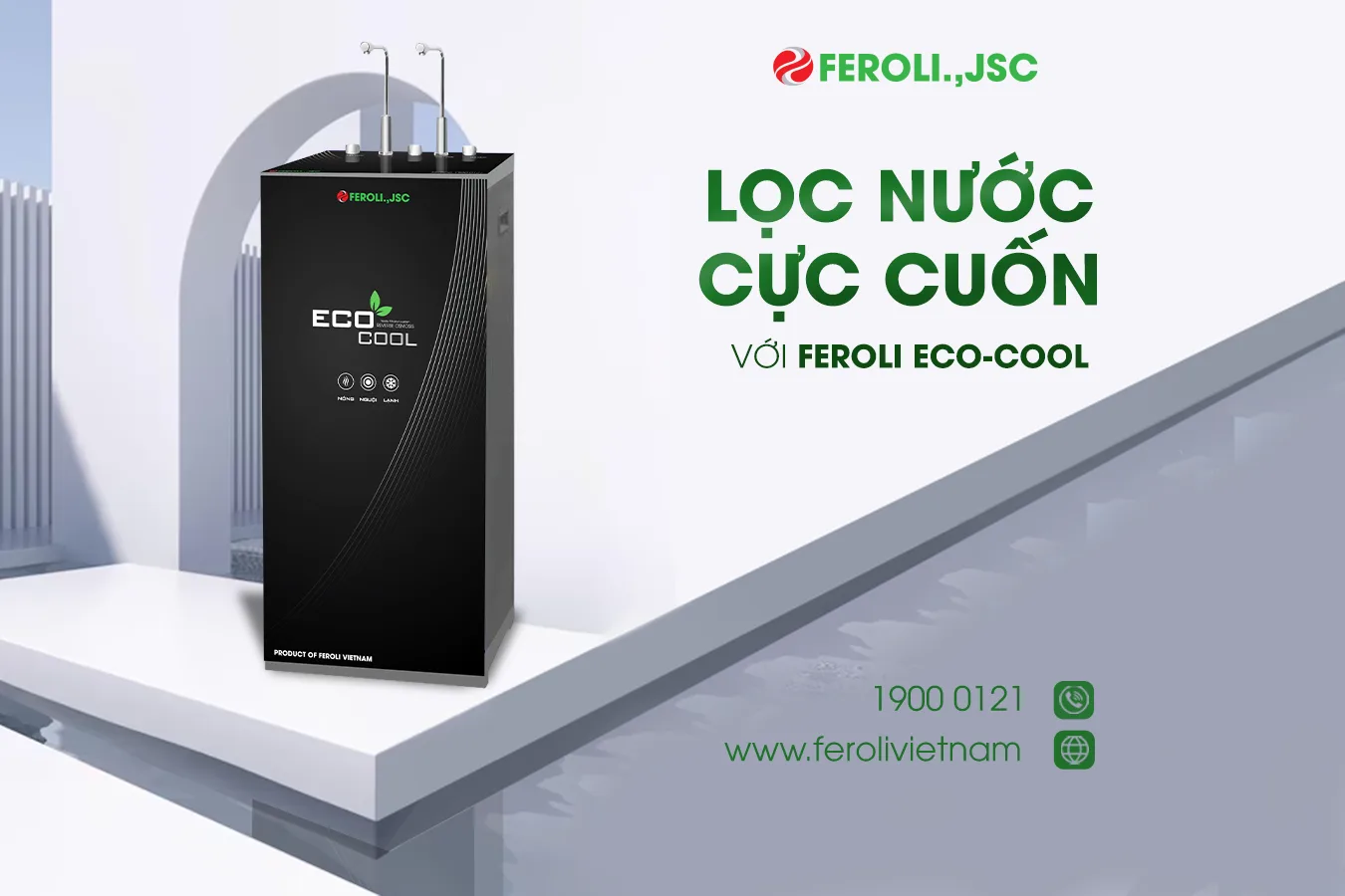 Máy lọc nước RO Feroli.,jsc EcoCool có chức năng nóng - lạnh - nguội